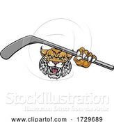 Vector Illustration of Wildcat Ice Hockey Player Animal Sports Mascot by AtStockIllustration