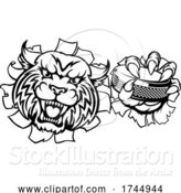 Vector Illustration of Wildcat Ice Hockey Player Animal Sports Mascot by AtStockIllustration