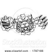 Vector Illustration of Wildcat Ice Hockey Player Animal Sports Mascot by AtStockIllustration