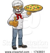 Vector Illustration of Wildcat Pizza Chef Restaurant Mascot by AtStockIllustration