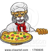 Vector Illustration of Wildcat Pizza Chef Restaurant Mascot Sign by AtStockIllustration