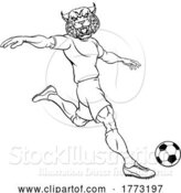 Vector Illustration of Wildcat Soccer Football Player Sports Mascot by AtStockIllustration