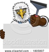 Vector Illustration of Window Cleaner Eagle Car Wash Cleaning Mascot by AtStockIllustration