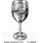 Vector Illustration of Wine Glass Retro Vintage Woodcut Etching Style by AtStockIllustration