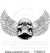 Vector Illustration of Winged Skull Vintage Woodcut Illustration by AtStockIllustration