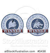 Vector Illustration of Winner Cat and Dog Laurel Wreath Pet Award Medals by AtStockIllustration