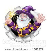 Vector Illustration of Wizard Breaking Through Background by AtStockIllustration