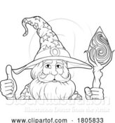 Vector Illustration of Wizard Merlin Beard Magician Guy Character by AtStockIllustration