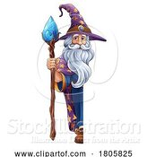 Vector Illustration of Wizard Merlin Beard Magician Guy Character by AtStockIllustration