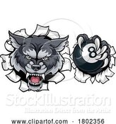Vector Illustration of Wolf Angry Pool 8 Ball Billiards Mascot by AtStockIllustration