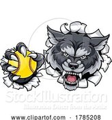 Vector Illustration of Wolf Bobcat Softball Animal Sports Team Mascot by AtStockIllustration