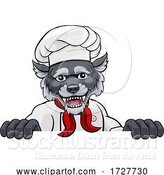 Vector Illustration of Wolf Chef Mascot Sign Character by AtStockIllustration