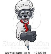 Vector Illustration of Wolf Chef Mascot Sign Character by AtStockIllustration