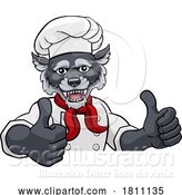 Vector Illustration of Wolf Chef Mascot Sign Character by AtStockIllustration