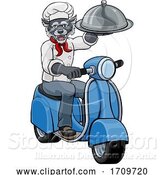 Vector Illustration of Wolf Chef Scooter Mascot Character by AtStockIllustration