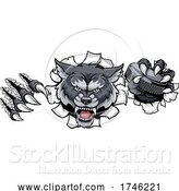 Vector Illustration of Wolf Ice Hockey Player Animal Sports Mascot by AtStockIllustration