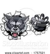 Vector Illustration of Wolf Ice Hockey Player Animal Sports Mascot by AtStockIllustration