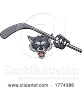 Vector Illustration of Wolf Ice Hockey Player Animal Sports Mascot by AtStockIllustration