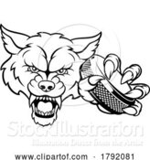 Vector Illustration of Wolf Ice Hockey Player Animal Sports Mascot by AtStockIllustration