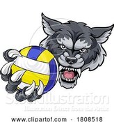 Vector Illustration of Wolf Werewolf Volleyball Volley Ball Claw Mascot by AtStockIllustration