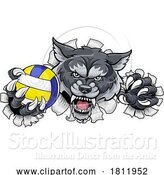 Vector Illustration of Wolf Werewolf Volleyball Volley Ball Claw Mascot by AtStockIllustration