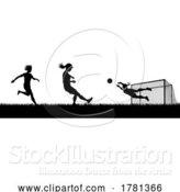 Vector Illustration of Women Soccer Football Players Scene Silhouette by AtStockIllustration