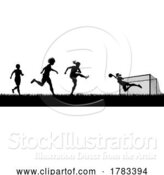 Vector Illustration of Women Soccer Football Players Scene Silhouette by AtStockIllustration