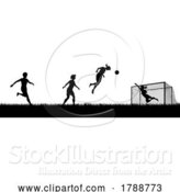 Vector Illustration of Women Soccer Football Players Scene Silhouette by AtStockIllustration