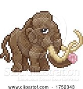Vector Illustration of Woolly Mammoth Pixel Art Video Game by AtStockIllustration