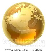 Vector Illustration of World Globe Earth Global Map Woodcut Planet by AtStockIllustration