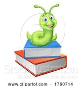 Vector Illustration of Worm Bookworm Caterpillar on Book Stack by AtStockIllustration