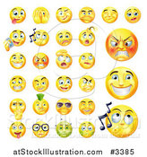 Vector Illustration of Yellow Emoticon Faces with Different Expressions by AtStockIllustration