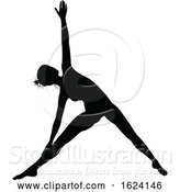 Vector Illustration of Yoga Pilates Pose Lady Silhouette by AtStockIllustration