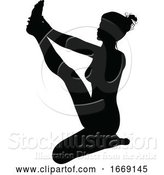 Vector Illustration of Yoga Pilates Pose Lady Silhouette by AtStockIllustration