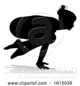 Vector Illustration of Yoga Pilates Pose Lady Silhouette, on a White Background by AtStockIllustration