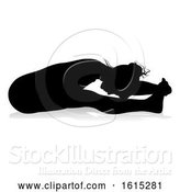 Vector Illustration of Yoga Pilates Pose Lady Silhouette, on a White Background by AtStockIllustration