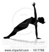 Vector Illustration of Yoga Pilates Pose Lady Silhouette, on a White Background by AtStockIllustration