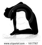 Vector Illustration of Yoga Pilates Pose Lady Silhouette, on a White Background by AtStockIllustration