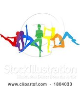 Vector Illustration of Yoga Pilates Poses Women Silhouettes Concept by AtStockIllustration