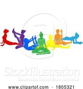 Vector Illustration of Yoga Pilates Poses Women Silhouettes Concept by AtStockIllustration