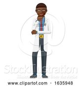 Vector Illustration of Young Black Medical Doctor Mascot by AtStockIllustration