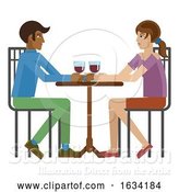 Vector Illustration of Young Couple Dinner Wine Restaurant by AtStockIllustration