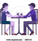 Vector Illustration of Young Couple Dinner Wine Restaurant by AtStockIllustration