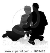 Vector Illustration of Young Couple People Silhouette, with a Reflection or Shadow, on a White Background by AtStockIllustration