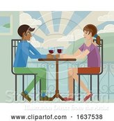 Vector Illustration of Young Couple Sea Side Restaurant by AtStockIllustration