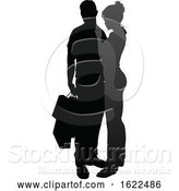 Vector Illustration of Young Couple Shopping Silhouettes by AtStockIllustration