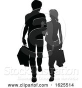 Vector Illustration of Young Couple Shopping Silhouettes by AtStockIllustration