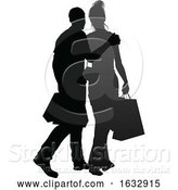 Vector Illustration of Young Couple Shopping Silhouettes by AtStockIllustration