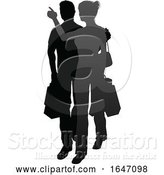 Vector Illustration of Young Couple Shopping Silhouettes by AtStockIllustration