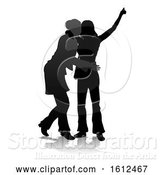 Vector Illustration of Young Friends Silhouette, on a White Background by AtStockIllustration